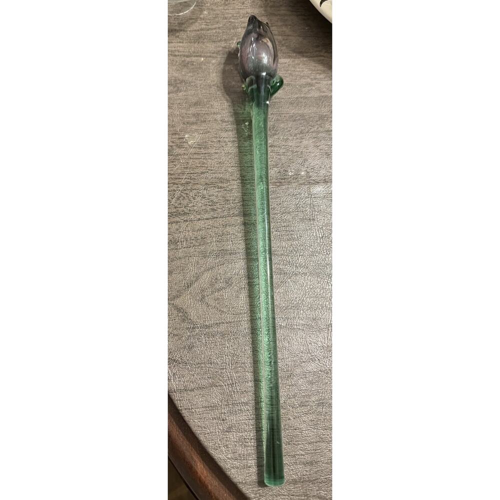Purple Glass Rose Sculpture‎ Blown Ornament Glass Flower for Vase Decor 13 Inche